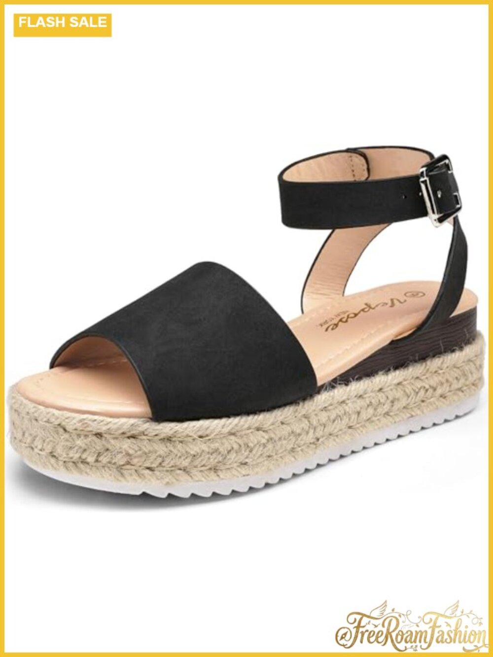 Womens Espadrille Platform Wedge Sandals Open Toe Ankle Strap Faux Leather